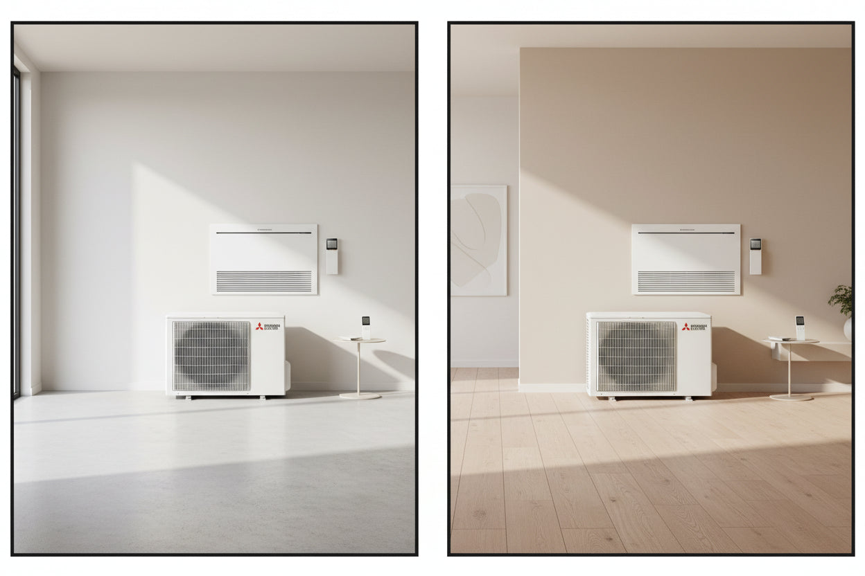 Climatizzatore Condizionatore Mitsubishi Electric Pavimento Dual Split Inverter serie MFZ-KT 12+12 Wi-Fi Optional 12000+12000