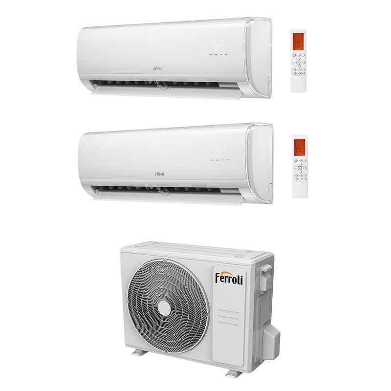 KIT CONDIZIONATORE FERROLI DUAL SPLIT GIADA M 9000+12000 BTU WIFI INVERTER ESTERNA 18-2 A++